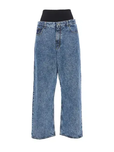 Alaïa Knit Band Denim Jeans In Blue