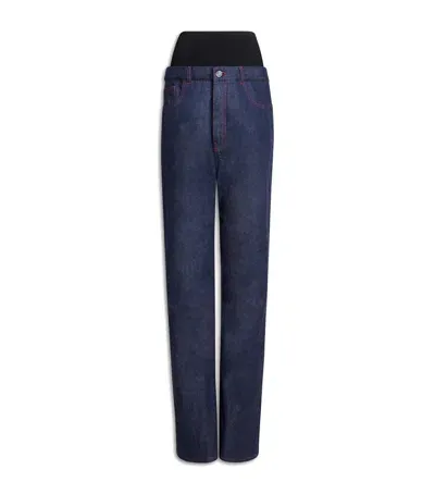 Alaïa Knit-waist Straight Jeans In Blue