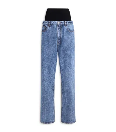 Alaïa Knit-waist Straight Jeans In Blue