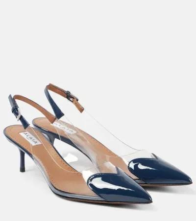 Alaïa Le Caur 55 Pu And Leather Slingback Pumps In Blue