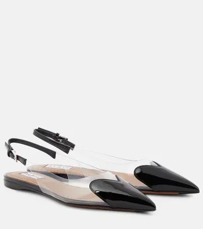 Alaïa Le Caur Patent Leather And Pu Slingback Flats In Black