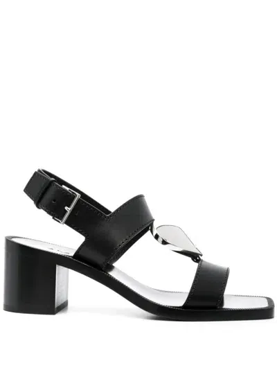 Alaïa Le Coeur Leather Sandals In Black