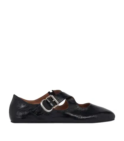 Alaïa Leather Criss-cross Ballet Flats In Black