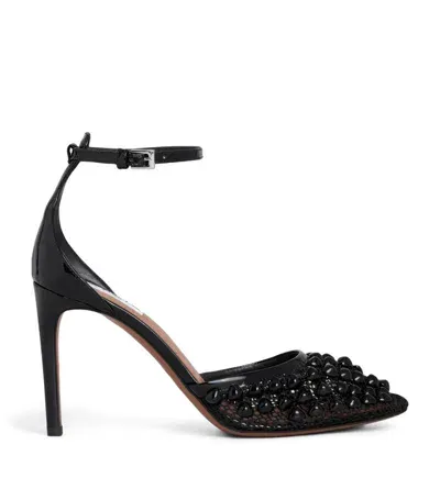 Alaïa Leather Embellished-mesh Pumps 90 In Black