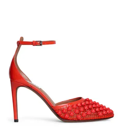 Alaïa Leather Embellished-mesh Pumps 90 In Orange