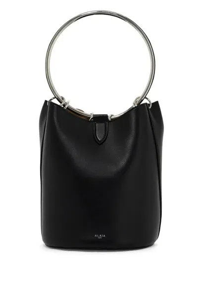 Alaïa Leather Ring Bucket Bag With Lar Design In Black