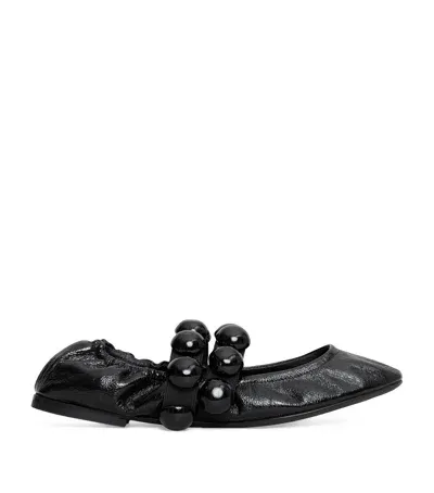 Alaïa Leather Sphere-detail Ballet Flats In Black