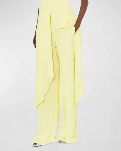 Alaïa Micro Pleat Trousers In Jaune Clair