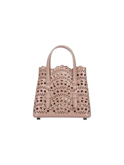 Alaïa Mina 16 Perforated Leather Tote In Pink