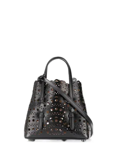 Alaïa Mina 16 Micro Leather Handbag In Black