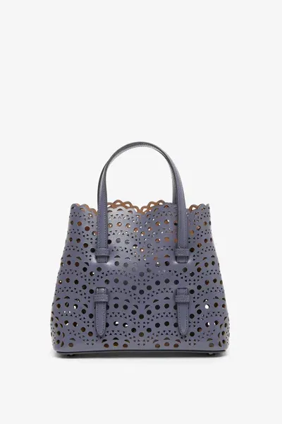 Alaïa Mina 20 Blue Leather Tote Bag In Clear Blue