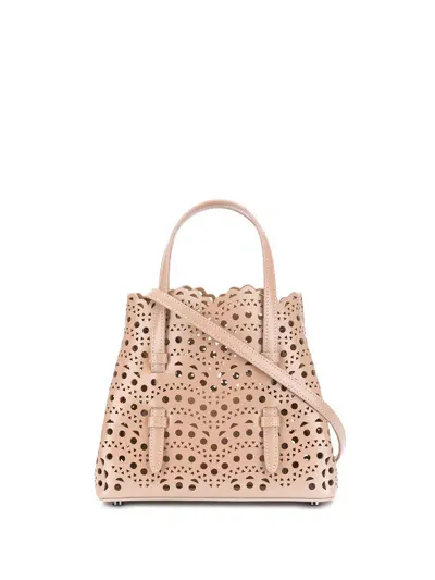 Alaïa Mina 20 Small Leather Handbag In Beige