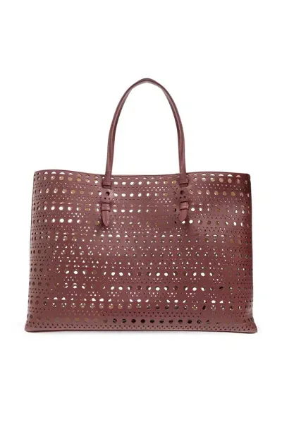 Alaïa Mina 44 Openwork Tote Bag In Red