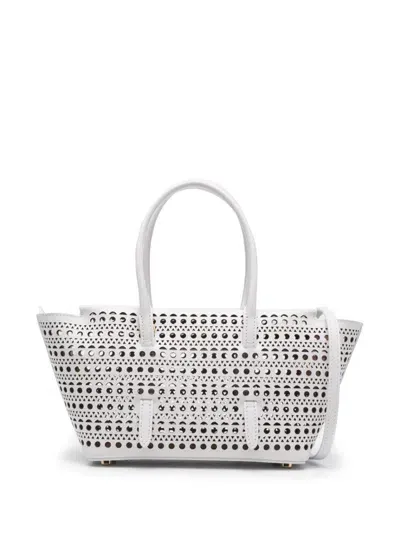 Alaïa Neo Mina 20 Vienne Leather Tote In White