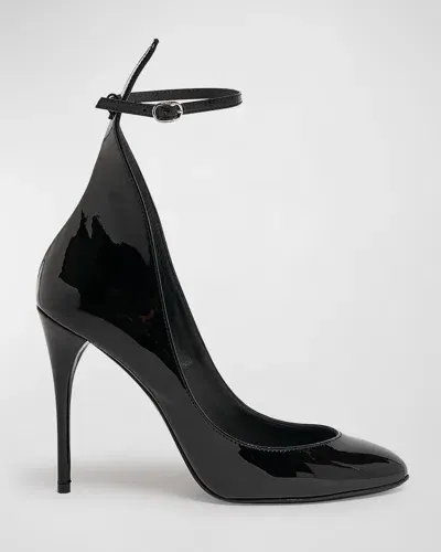 Alaïa Patent Ankle-strap Stiletto Pumps In Noir