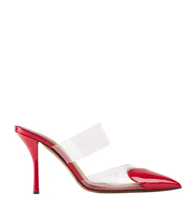 Alaïa Patent Leather Le Couer Mules 90 In Red