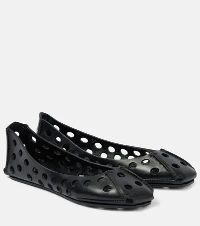 Alaïa Perfo Leather Ballet Flats In Black