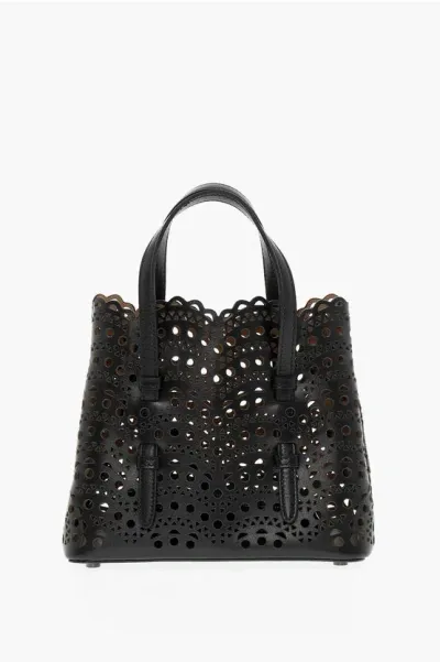 Alaïa Perforated Leather Vienne Wave Lux Bag With Removable Should In Black