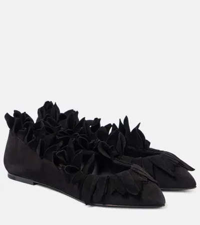 Alaïa Petal Suede Ballet Flats In Schwarz