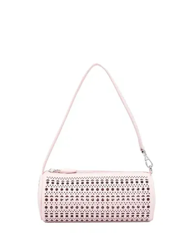 Alaïa Pink Leather Tube Bag In Powder