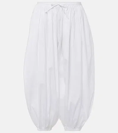 Alaïa Pleated Cotton Poplin Wide-leg Pants In White