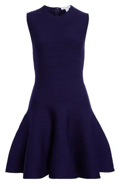 Alaïa Rib Wool Blend Skater Minidress In Violet Fonce