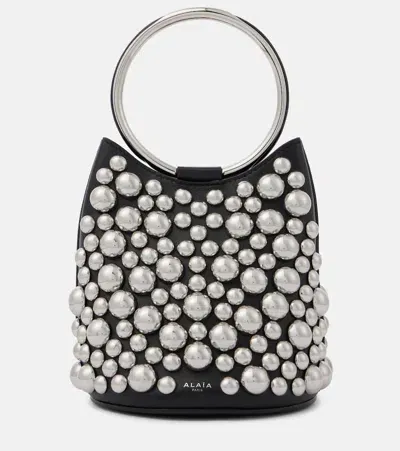 Alaïa Alaia Noir Ring Mini Sphere-embellished Leather Bag In Black