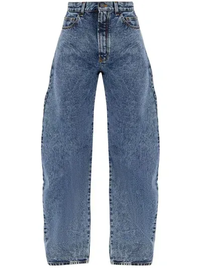 Alaïa Round Pants In Denim In Blue