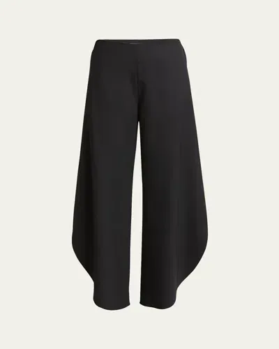 Alaïa Rounded Wide-leg Trousers In Noir Alaia