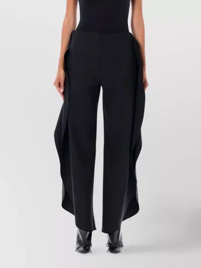 Alaïa Ruffle Detail High-rise Wide-leg Pants In Black