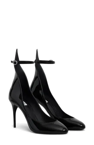 Alaïa Patent Ankle-strap Stiletto Pumps In Black