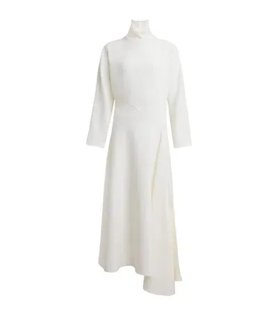 Alaïa Silk-wool Midi Dress In Blanc