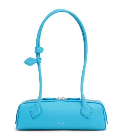 Alaïa Small Leather Le Teckel Shoulder Bag In Turquoise