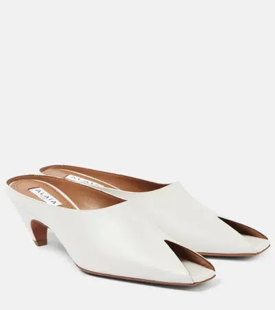 Alaïa Spike 55 Leather Peep-toe Mules In White