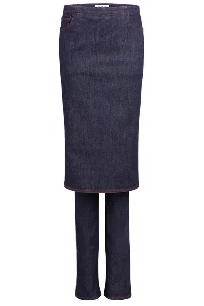 Alaïa Straight Leg With Skirt In Bleu Fonce