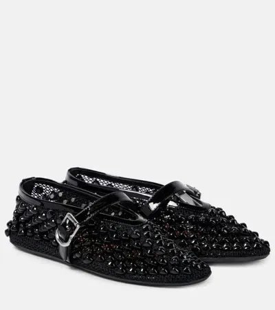 Alaïa Studded Mesh Mary Jane Flats In Noir