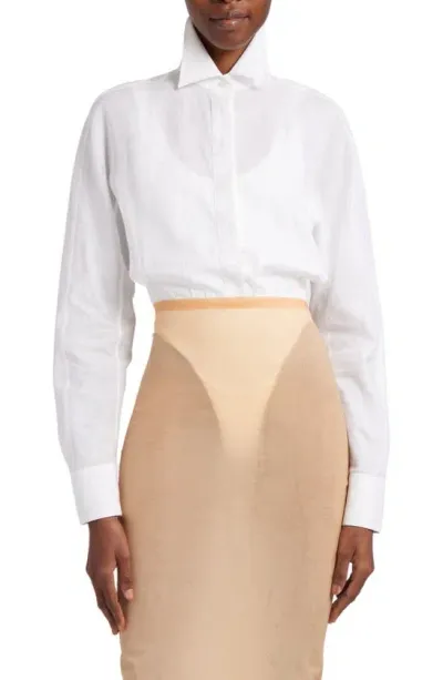 Alaïa Tank & Shirt Thong Bodysuit In Blanc