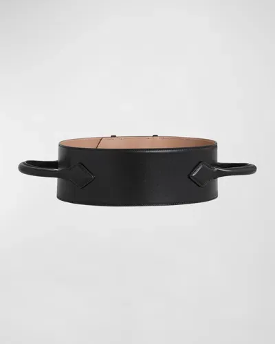 Alaïa Teckel Handel Wide Leather Belt In Noir