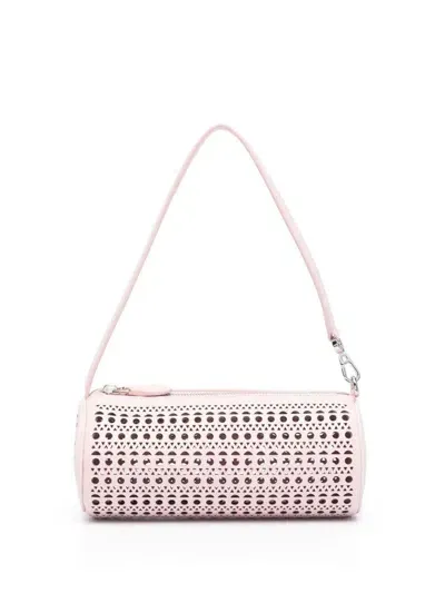 Alaïa Tube Perforated Leather Shoulder Bag In Peach