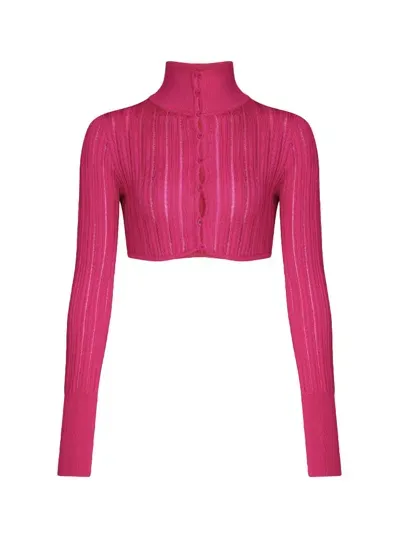 Alaïa Viscose Knit Dress In Pink