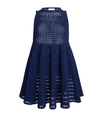 Alaïa Waffle-knit Skater Mini Dress In Navy