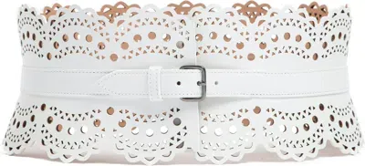 Alaïa White Openwork Leather Corset Belt