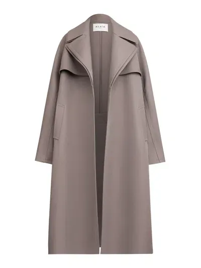 Alaïa Wool And Viscose Trench In Brown