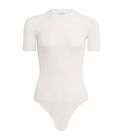 Alaïa Wool-blend Bodysuit In Blanc Naturel