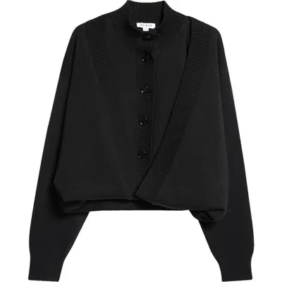 Alaïa Wool Blend Folded Cardigan In Noir Alaia