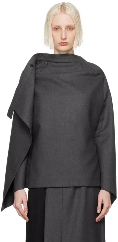 Alainpaul Black & Gray Open Tailored Skirt Top In Grey/black