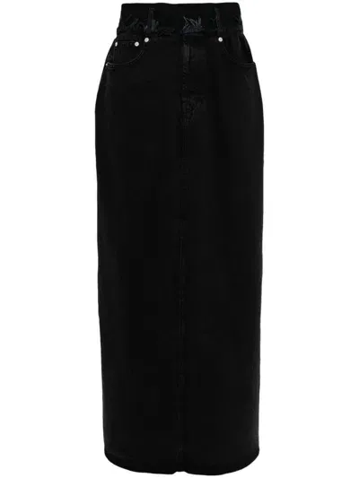 Alainpaul High-waist Denim Skirt In Black