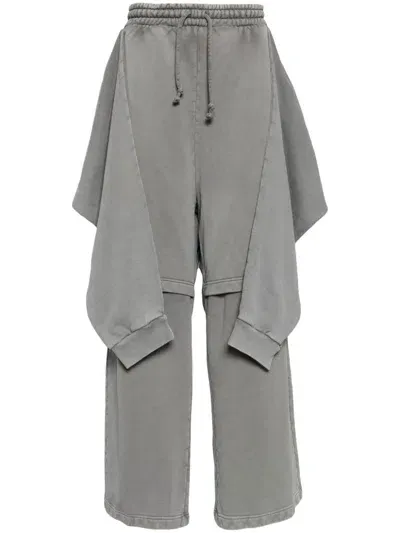 Alainpaul Layered Cotton Track Pants In Grey