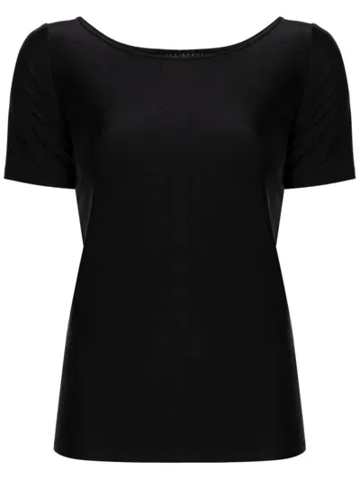 Alainpaul Logo-embroidered Boat-neck T-shirt In Black