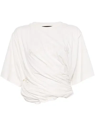 Alainpaul Logo-embroidered Draped T-shirt In White